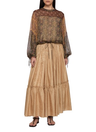 Figure View - Click To Enlarge - INTO THE EAST - Pleated Jacquard Midi Skirt