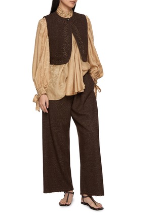 Figure View - Click To Enlarge - INTO THE EAST - Embroidered Tweed Short Vest