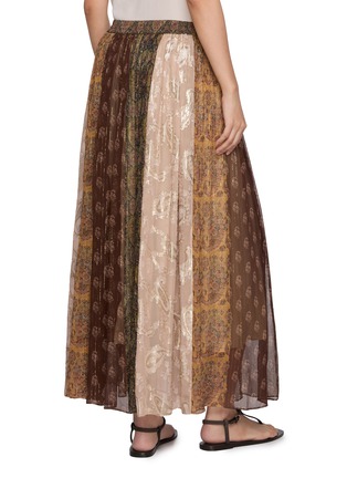 Back View - Click To Enlarge - INTO THE EAST - Paisley Pleated Patchwork Midi Skirt