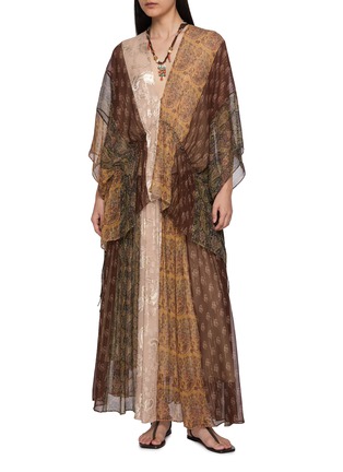 Figure View - Click To Enlarge - INTO THE EAST - Paisley Pleated Patchwork Midi Skirt