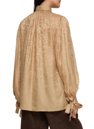 Back View - Click To Enlarge - INTO THE EAST - Jacquard High Neck Tie Silk Top