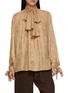INTO THE EAST Jacquard High Neck Tie Silk Top