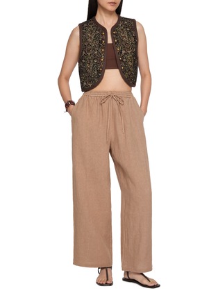Figure View - Click To Enlarge - INTO THE EAST - Double Breasted Paisley Jacquard Short Vest
