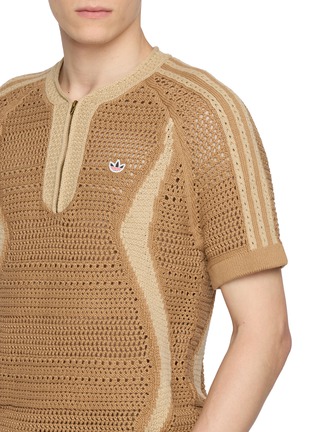 - ADIDAS - Half Zip Cotton Crochet Top
