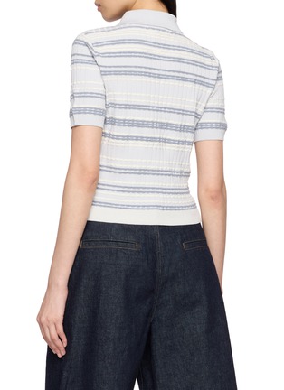 Back View - Click To Enlarge - RAG & BONE - Karina Short Sleeve Striped Rib Knit Cardigan