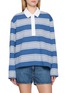 RAG & BONE Kelly Long Sleeve Striped Cotton Polo Top