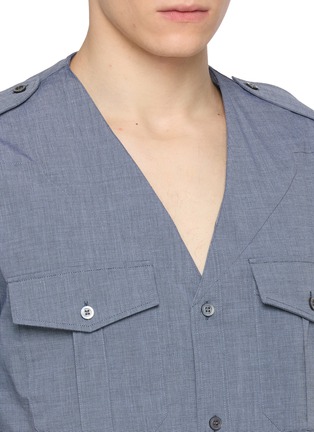 Detail View - Click To Enlarge - MAISON MARGIELA - Short Sleeve Foldable Collar Cotton Shirt
