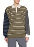 Main View - Click To Enlarge - ADIDAS - X Song for the Mute ADI007 Long Sleeve Striped Panel Polo T-Shirt