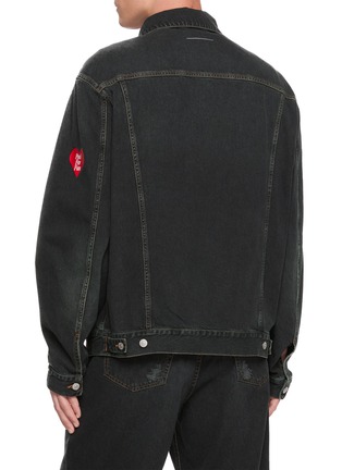 Back View - Click To Enlarge - MM6 MAISON MARGIELA - Sticker Patch Dark Wash Cotton Denim Jacket