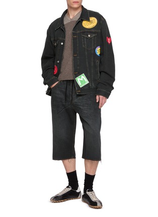 Figure View - Click To Enlarge - MM6 MAISON MARGIELA - Sticker Patch Dark Wash Cotton Denim Jacket