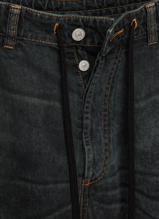 Detail View - Click To Enlarge - MM6 MAISON MARGIELA - Drawstring Waistband Dark Wash Cotton Denim Shorts