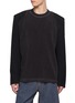 Main View - Click To Enlarge - MM6 MAISON MARGIELA - Hybrid Wool Tailoring Sleeve Cotton Fleece Sweatshirt