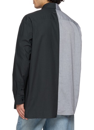Back View - Click To Enlarge - MM6 MAISON MARGIELA - Long Sleeve Two-Tone Cotton Poplin Shirt