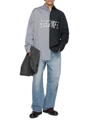 Figure View - Click To Enlarge - MM6 MAISON MARGIELA - Long Sleeve Two-Tone Cotton Poplin Shirt