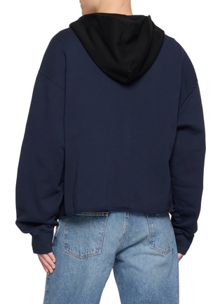 Back View - Click To Enlarge - MM6 MAISON MARGIELA - Colour-Blocked Cropped Hoodie