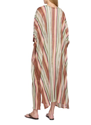 Back View - Click To Enlarge - AMOR RIVIERA - Zigzag Pattern Metallic Knit Long Poncho Dress