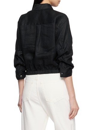 Back View - Click To Enlarge - THEORY - Fixed Sleeve Cropped Shirt