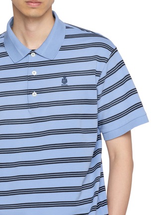  - PRADA - Striped Logo Embroidered Cotton Piqué Polo Shirt