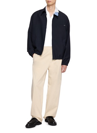 Figure View - Click To Enlarge - PRADA - Striped Logo Embroidered Cotton Piqué Polo Shirt