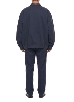 Back View - Click To Enlarge - PRADA - Leather Collar Gabardine Zip-Up Jacket
