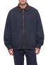 Main View - Click To Enlarge - PRADA - Leather Collar Gabardine Zip-Up Jacket