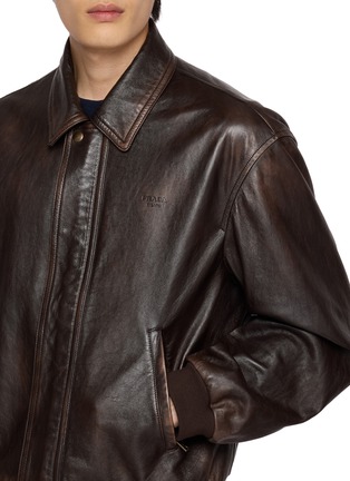  - PRADA - Cropped Leather Blouson Jacket