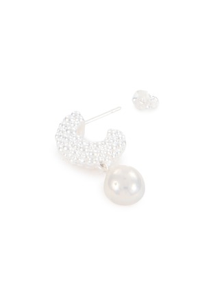 Detail View - Click To Enlarge - MISSOMA - Baya Sterling Silver Plated Brass Pearl Hoop Earrings