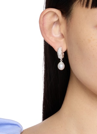 Front View - Click To Enlarge - MISSOMA - Baya Sterling Silver Plated Brass Pearl Hoop Earrings