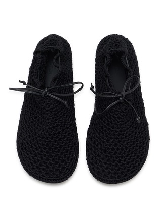 Figure View - Click To Enlarge - CHRISTEN - Hand Crochet Leather Trimmed Ballet Flats