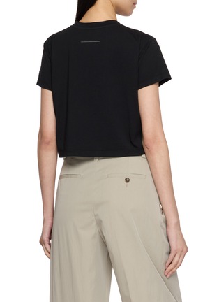 Back View - Click To Enlarge - MM6 MAISON MARGIELA - Logo Print Cropped Cotton T-Shirt