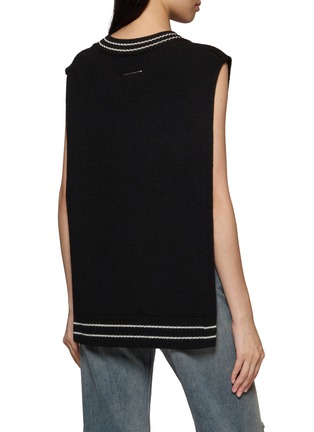 Back View - Click To Enlarge - MM6 MAISON MARGIELA - Logo Print V-Neck Knit Vest