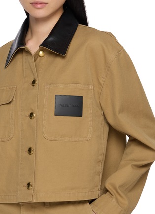  - BALENCIAGA - Leather Collar Cropped Cotton Workwear Jacket