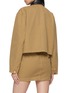 Back View - Click To Enlarge - BALENCIAGA - Leather Collar Cropped Cotton Workwear Jacket
