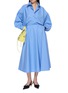 Figure View - Click To Enlarge - BALENCIAGA - Long Sleeve Cotton Poplin Dress
