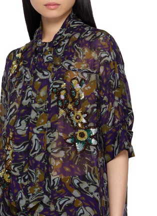  - DRIES VAN NOTEN - Scarf Collar Floral Embellished Blouse