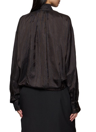 Back View - Click To Enlarge - DRIES VAN NOTEN - Cenvy Striped Scarf Collar Blouse
