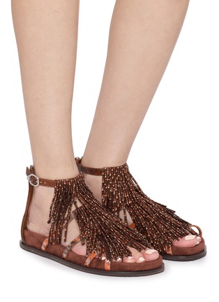 Figure View - Click To Enlarge - KURT GEIGER - Fringe Leather Sandals