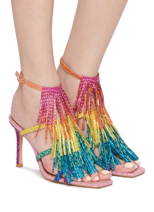 Figure View - Click To Enlarge - KURT GEIGER - 90 Fringe Leather Sandals