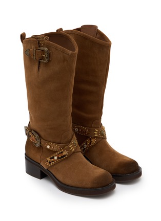 Detail View - Click To Enlarge - KURT GEIGER - 50 Western Mid Leather Biker Boots