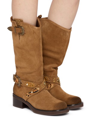 Figure View - Click To Enlarge - KURT GEIGER - 50 Western Mid Leather Biker Boots