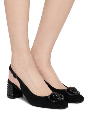 Figure View - Click To Enlarge - KURT GEIGER - 50 Chelsea Block Suede Slingback Pumps