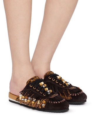 Figure View - Click To Enlarge - KURT GEIGER - Islington P Fringe Suede Mules
