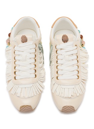 Detail View - Click To Enlarge - KURT GEIGER - Islington Beaded Fringe Suede Women's Sneakers