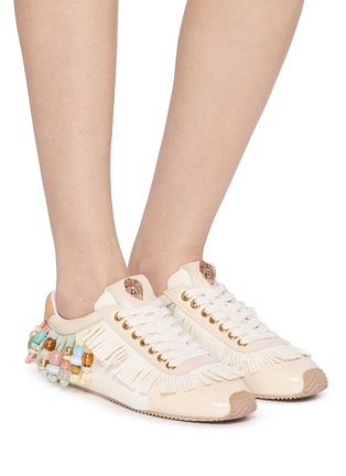 Figure View - Click To Enlarge - KURT GEIGER - Islington Beaded Fringe Suede Women's Sneakers