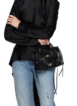 Front View - Click To Enlarge - BALENCIAGA - Mini Le City Suede Fringed Bag