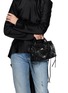 Front View - Click To Enlarge - BALENCIAGA - Mini Le City Suede Fringed Bag