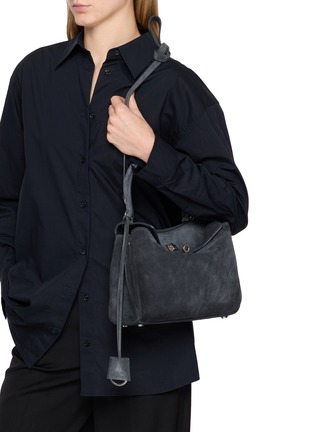 Front View - Click To Enlarge - BALENCIAGA - Small Rodeo Waxed Suede Leather Bag