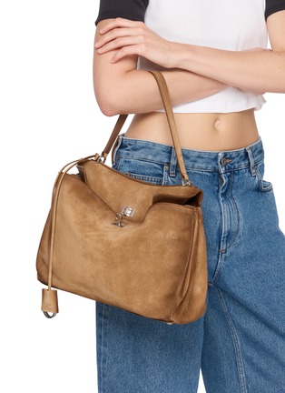 Front View - Click To Enlarge - BALENCIAGA - Medium Rodeo Waxed Suede Leather Bag