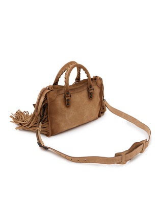 Detail View - Click To Enlarge - BALENCIAGA - Small Le City Suede Fringed Bag