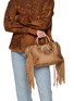 Front View - Click To Enlarge - BALENCIAGA - Small Le City Suede Fringed Bag